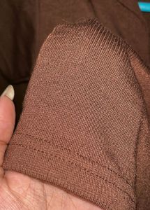 Brown Cropped Polo Top