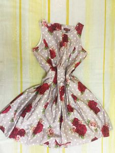 Vintage Rose Print Fit & Flare mini Dress