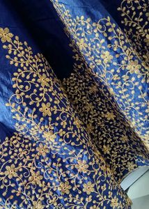 💙 Navy Blue Embroidered Anarkali Suit with Dupatt