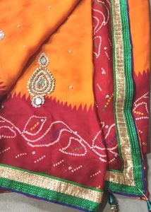 Rajasthani Saree with Embellished Border 🧡✨