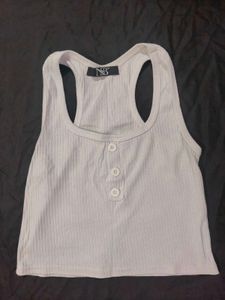 Ribbed Button-Up Tank Top