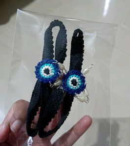 Boho Evil Eye Anklet with Pearls