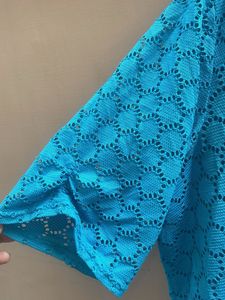Stylish Blue Open Front Kimono Cardigan