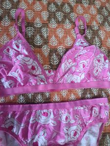 Pink Rose Print Bra and Panty Set