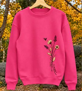 Pink Floral Embroidered Sweatshirt