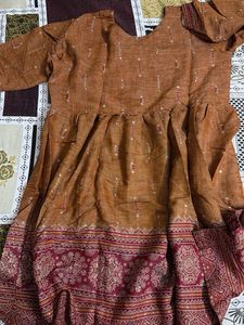 Orange Kurta with Intricate Print