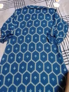 Stylish Teal Kurta Set with Geometric Print
