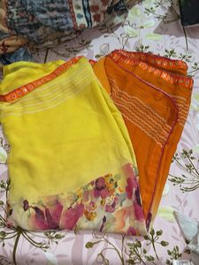 Vibrant Yellow & Orange Saree with blouse