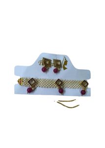 Pearl Choker Necklace with Earrings Set