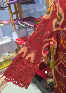 Stylish maroon Ikat Print Kurta