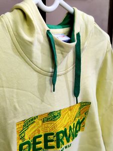 💥BUY1GET1💥 yellow Deerway hoodie with green drawstrings