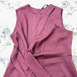 Elegant Mauve Bow Dress