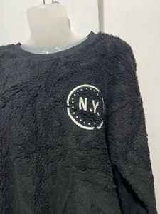 Cozy Black Teddy Fleece Sweatshirt