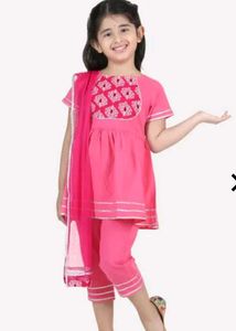 Rakhi- Pure Cotton Pink Girls Salwar Kameez