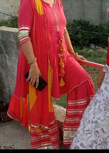 Vibrant Pink Kurta Set with Sharara Pants