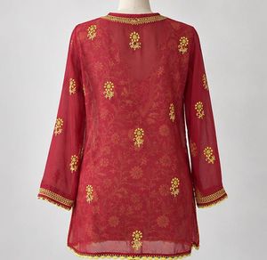 Desi Y2K Embroidered Red Kurta