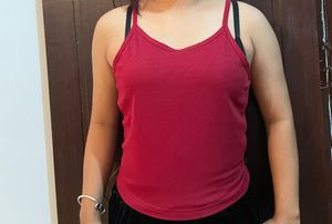 Maroon Spaghetti Strap Crop Top
