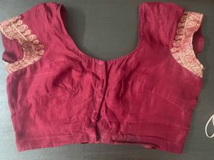 Elegant red &amp; Maroon Cotton Saree with blouse