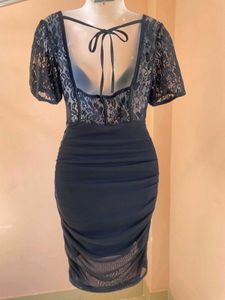 Black bodycon mesh dress
