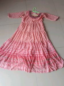 Pretty Pink Tiered Ethnic Gown
