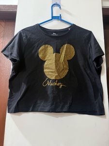 Black Mickey Mouse Graphic T-Shirt