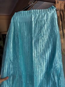 Stunning Blue Sequin Lehenga Choli wi