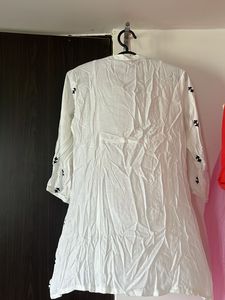 Stylish White Kurta with Black Embroidery