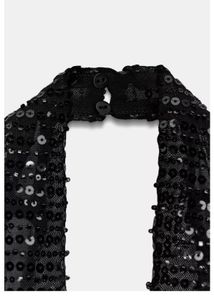 Zara Party wear sequin Black Halter Top with Fring