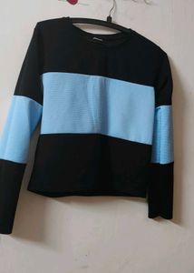 Stylish Black & Blue Striped Top