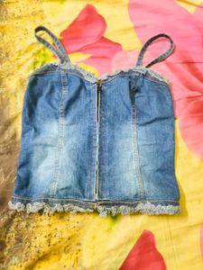 Denim Corset Crop Top