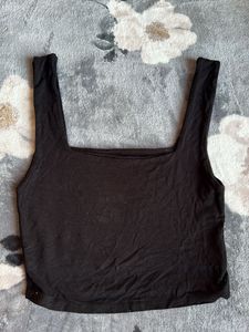 Black Square Neck Crop Top
