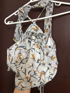 Missa More Back tie up Halter Neck Crop Top