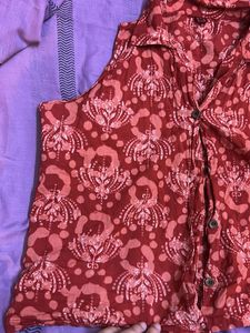 Boho Print Sleeveless Button-Up Top