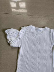 ZARA White Ribbed Top