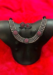 Oxidised Choker Cum Necklace Set With Earrings Not Used Once.
