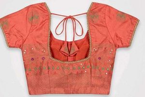 Elegant Coral Embroidered Blouse