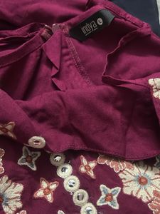 Embroidered jumpsuit with 3/4 hands jacket