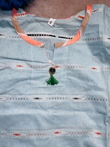 Stylish Blue &amp; Peach Kurta Set