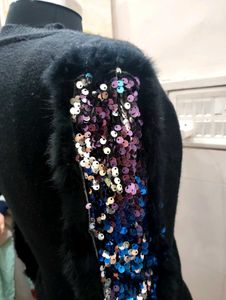 Sequin Detail Black Sweater