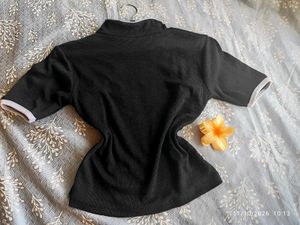 Chic Black Top with Mandarin Collar
