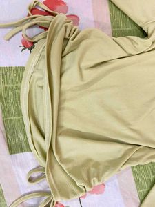 Lime Green Ruched Long Sleeve Top