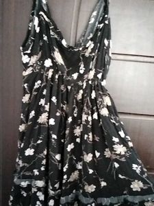 Black Floral Print Mini Dress