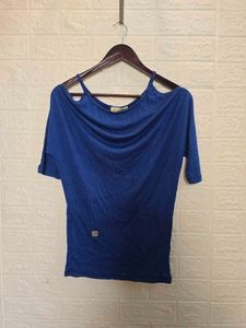 Stylish Blue Cold Shoulder Top