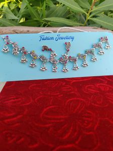 Oxidized Silver Anklet with Ghungroos