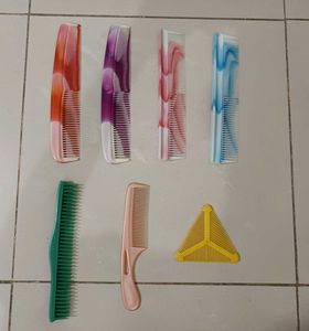 New Unused Set of 7 Colorful Combs