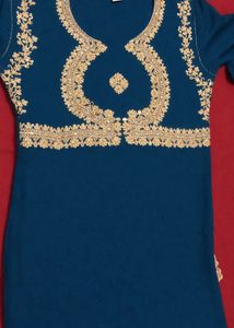 Elegant Teal Kurta and Plazo with Gold Embroidery