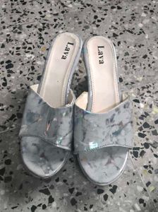 Stylish Grey Marble Wedge Sandals