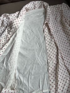 ✨ Elegant White &amp; Pink Polka Dot Shirt