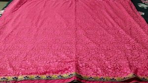 fix rate Vibrant Pink Embroidered Saree