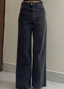 Women's Grey Wide Leg Jeans